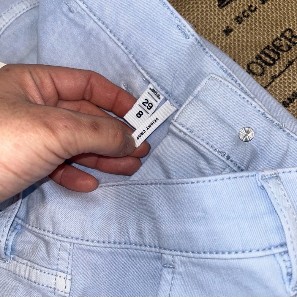 Loft NWT! Light Blue Pockets Skinny Crop Pants  Size 29 - Picture 10 of 16